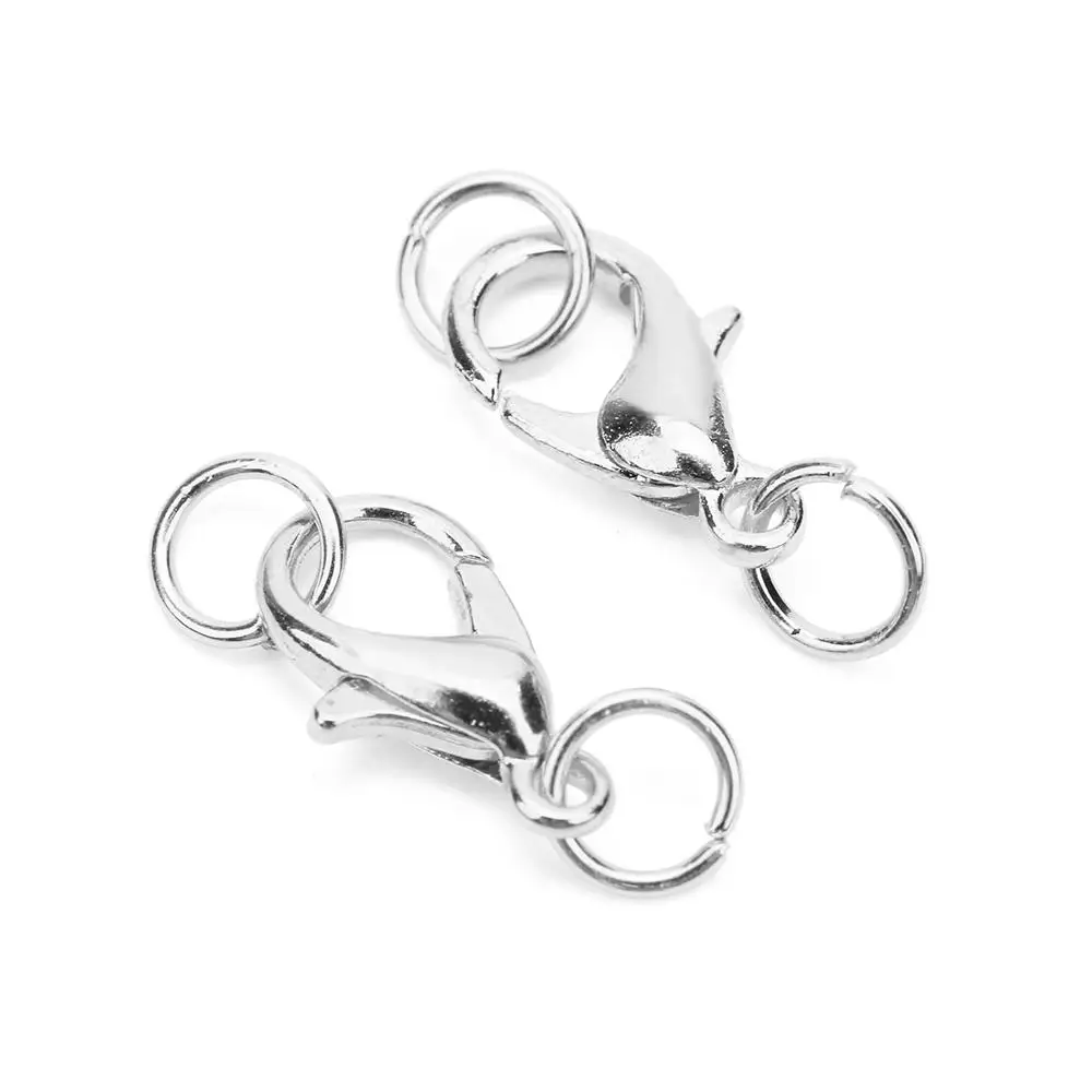 50pcs 10 12 14mm Metal Lobster Clasps Hooks With Jump Rings Gold Color End Clasps Connectors Necklace Findings Jewelry Making