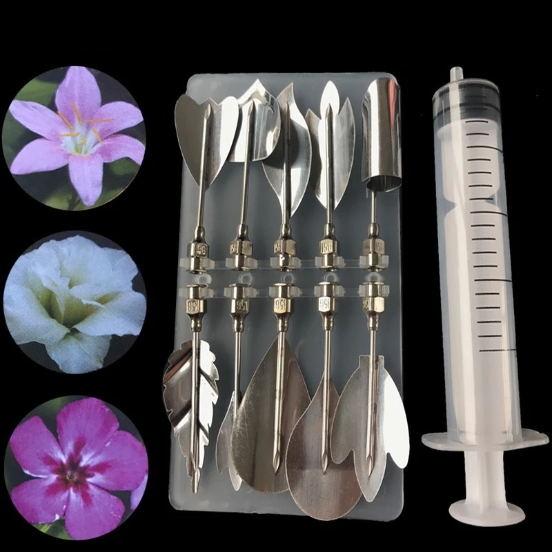 10PCS Cake Decorating Tools Accessories 3D Gelatin Jelly Art Pudding Flowers Cake Decorating Tools Needle Stainless Steel