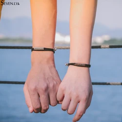 2 Pcs/ Set of Magnet Charm Carved Name Bracelets For Couples Lucky Red Rope Woven Custom Letter Bracelet for Men nd Women