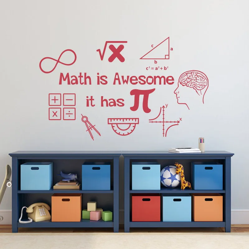 Math Math Is Awesome It Has Pi- Classroom Vinyl  Decal Wall Sticker Math Teacher Gift Mathematics