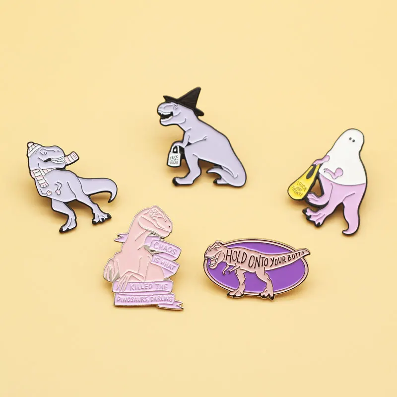 Christmas Dinosaur brooch and enamel pins Men and women fashion jewelry gifts anime movie novel lapel badges