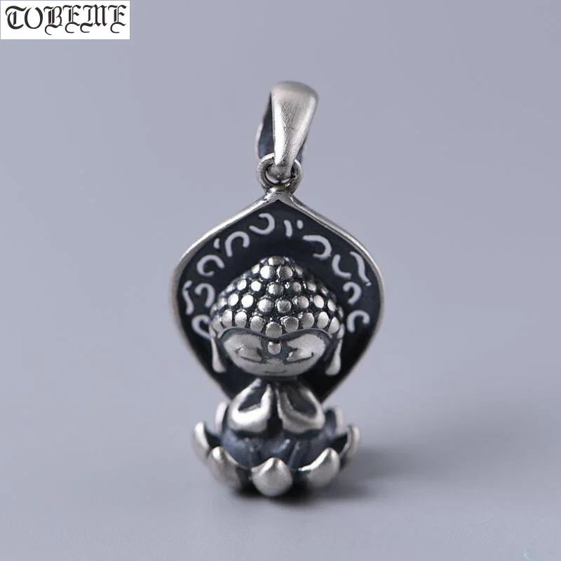 100% 925 Silver Tibetan Buddha Statue Pendant Buddhist Buddha Pendant Tibetan Women Pendant Good Luck Amulet