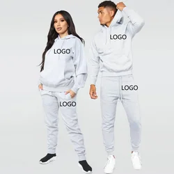 Traje de chándal para hombre y mujer, conjunto de ropa deportiva para correr, Sudadera con capucha para pareja, pantalones personalizados con tu logotipo, nueva marca