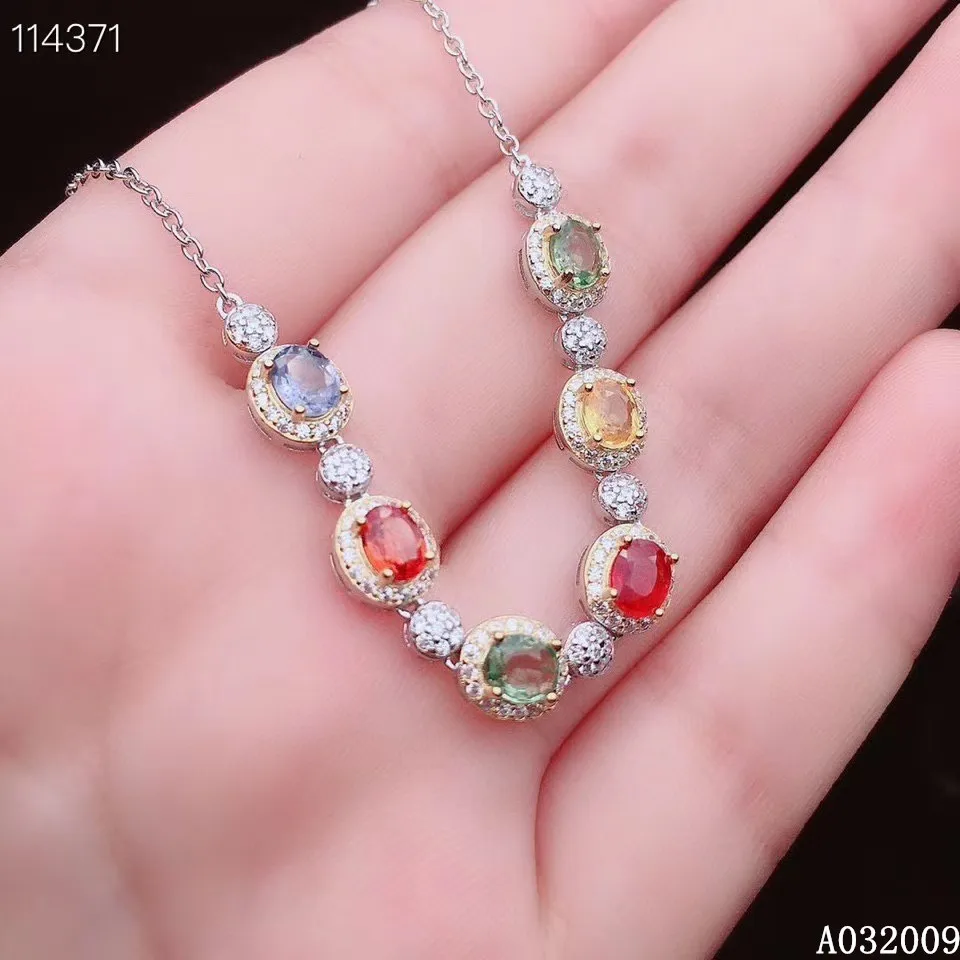 KJJEAXCMY fine jewelry 925 sterling silver inlaid natural color sapphire classic girl's Halloween Gift  bracelet support testing