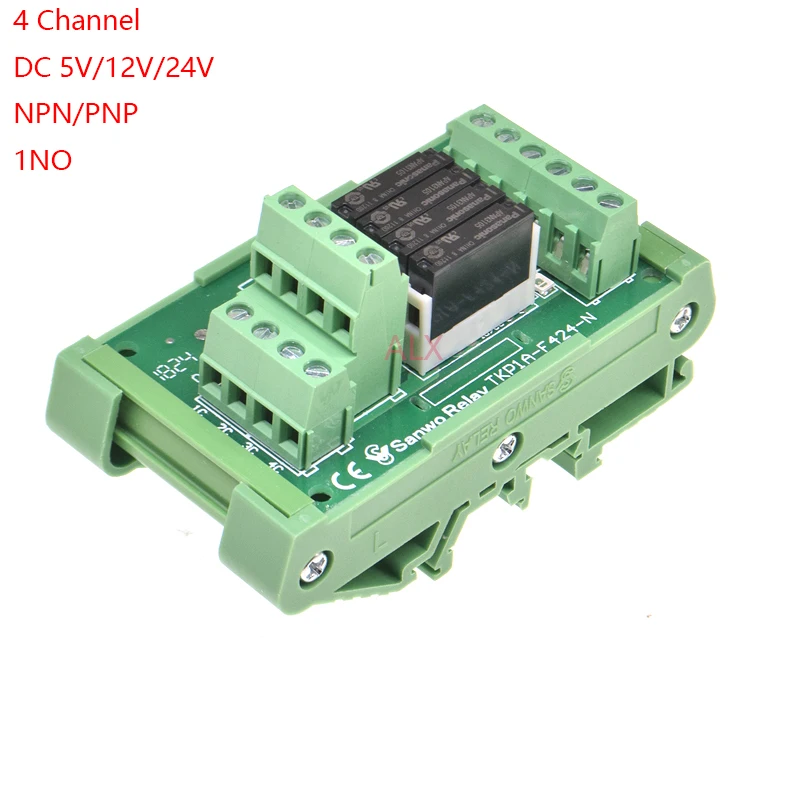 4 Channels relay module C45 DIN Rail Mount APAN3105 APAN3112 APAN3124 1NC 5A 5V 12V 24V DC PNP NPN PLC control