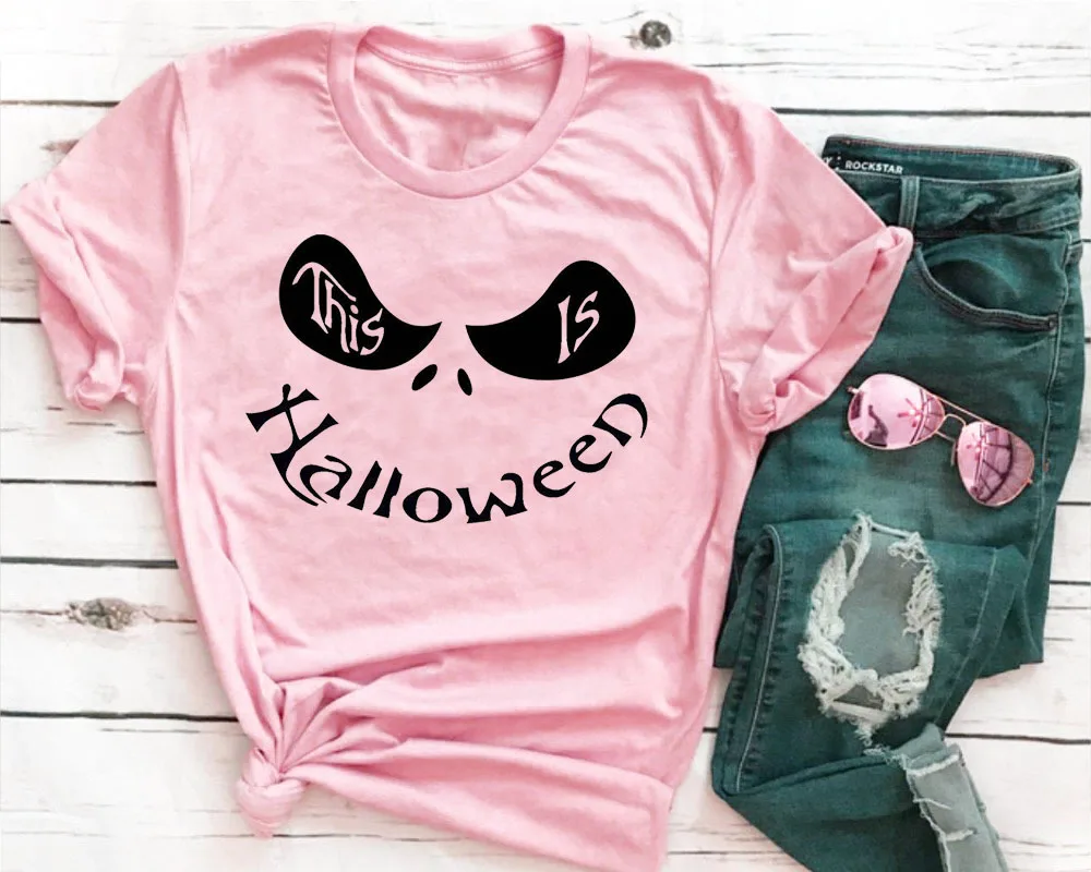 Vintage Slogan Tops Tumble Camisetas Shirts This Is Halloween Face Hipster T-Shirt Stylish Casual Aesthetic Tee Halloween