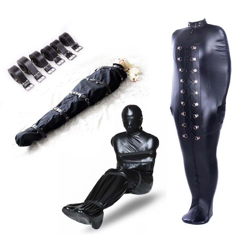 BDSM Sex Binding Mermaid Mummy Body Bondage Bag Sleeping Bag Sack Leather Straight Jacket Tights Female Erotic Costume Sex Toys