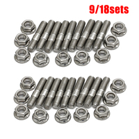 M8*40 Exhaust Manifold Stud Serrated Nuts Bolts Screws For Honda Civic Acura Integra V3  B D Series Stainless Steel Exhaust Stud