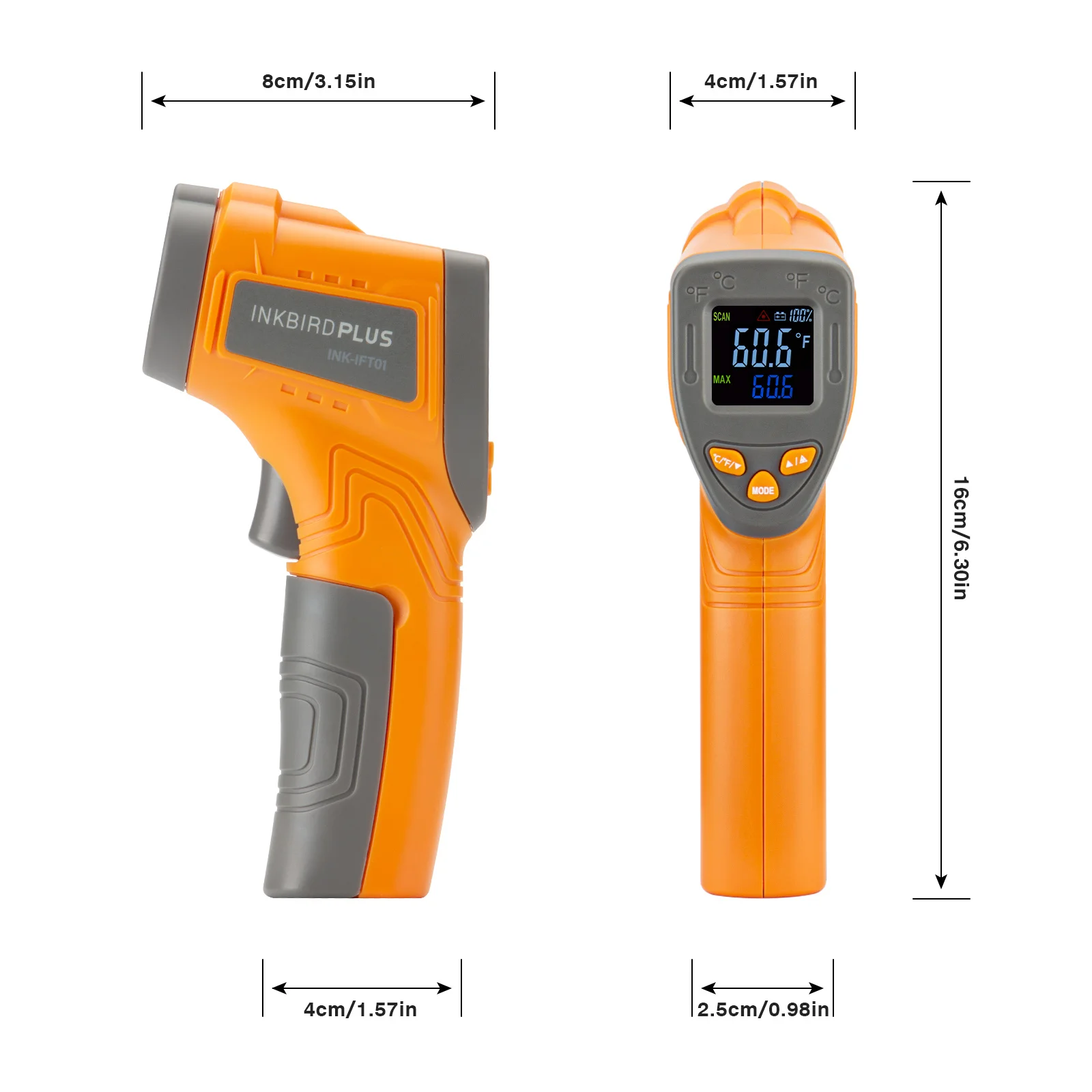 Il termometro infrarosso del Laser di Inkbird INK-IFT01 istantaneo senza contatto ha letto la temperatura di Digital per l\'industriale rileva il