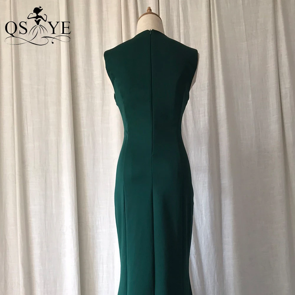 Simple Green Prom Dress Stretch Mermaid Evening Gown Long Decent Formal Party Gown Sleeveless Mother Emerald PrincessDress Party