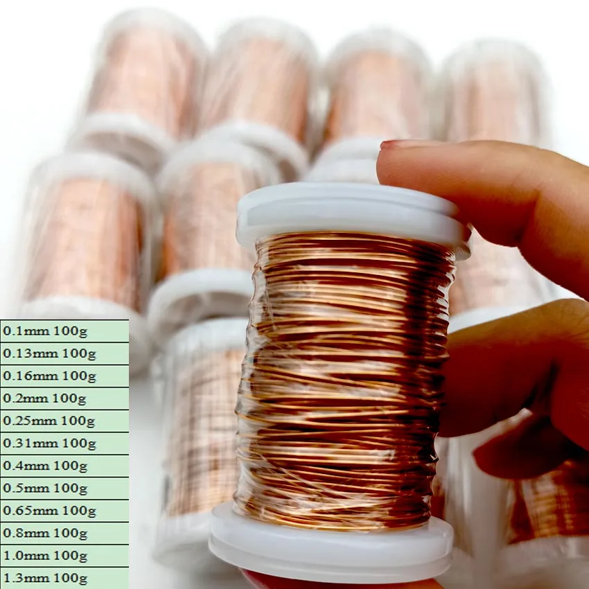 100g/PCS Polyurethane Enameled Copper Wire Varnished Diameter 0.1/0.13/0.16/0.2to1.3mm QA-1/155 2UEW For Transformer Wire Jumper