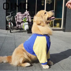 OIMG Patchwork Medium Large Dogs Clothes Striped Pet Clothing Labrador Alaskan Long Sleeve Dog Shirts Soft Big Dogs Accessories