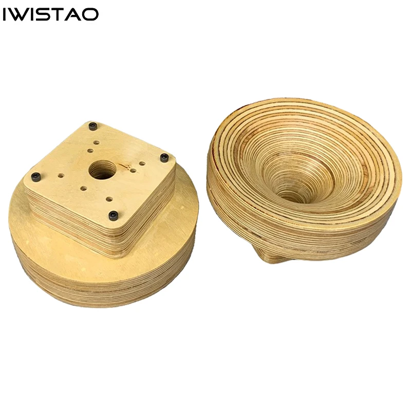 IWISTAO 1 Inch Throat Speaker Horn Circle Horn Index 1 Pair Solid Wood OD 8 Inch Birch Multilayer Board HIFI Audio DIY