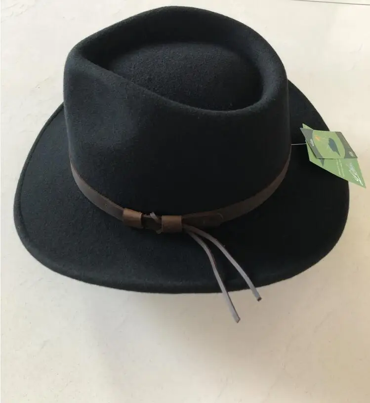 X054 100% Wool Denim Hat Wool Felt Derby Bowler Hat Adult Satin Lined Fashion Party Formal Fedora Costume Magician Round Hat