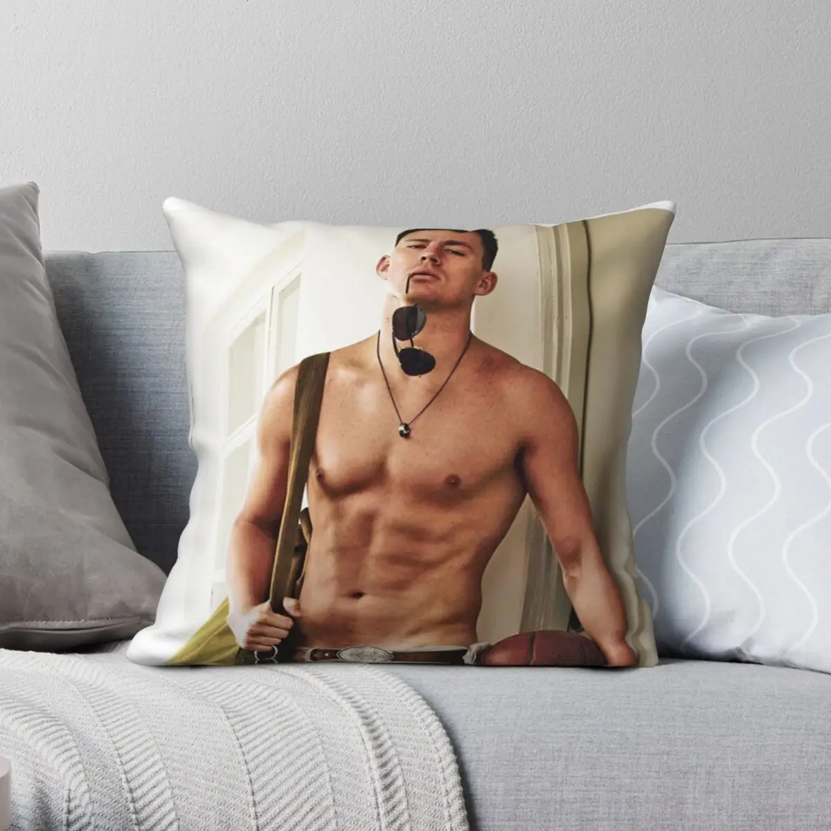 Channing Tatum Shirtless Square Pillowcase Polyester Linen Velvet Printed Zip Decor Pillow Case Home Cushion Cover