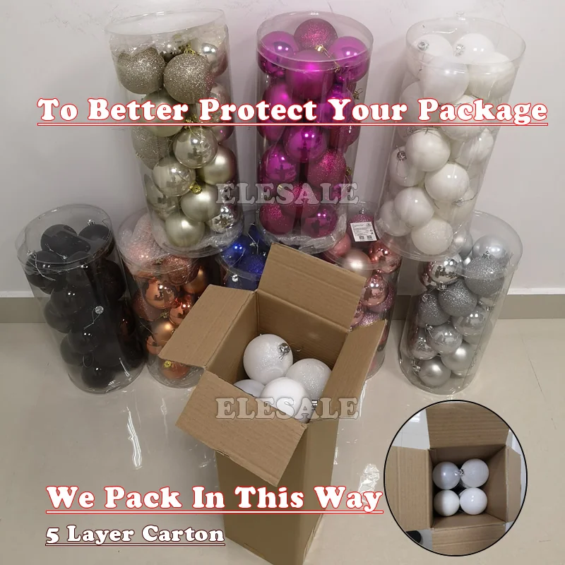 New 24pcs/Lot 8cm Color Decoration Ball Christmas Tree Hang Ornaments Shiny Bauble Ball For Home House Bar Party Decor
