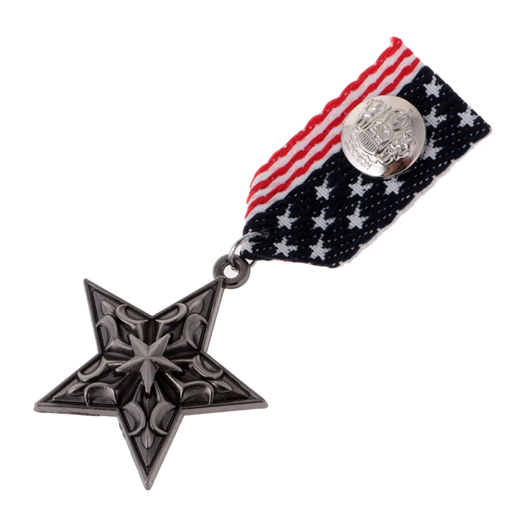 Military Uniform Ribbon Pin Brooch Badge Award Navy Style Star Medal Brooch Pin