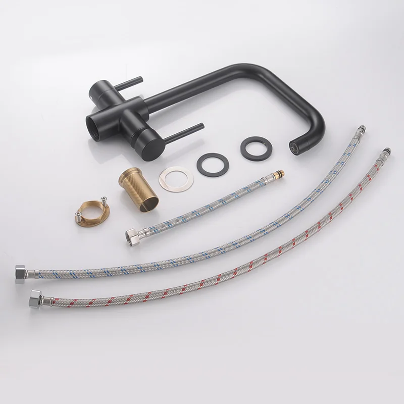 Imagem -06 - Rovogo-torneira de Pia de Cozinha com Água Potável em Torneiras Misturadoras Frio e Quente Preto Fosco Bar Filtro de Água