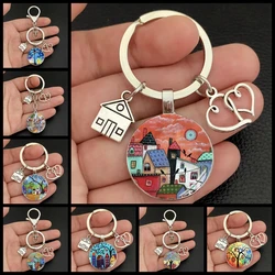 New / new house key keychain beautiful house key ring under the stars personalized jewelry gift new home keychain