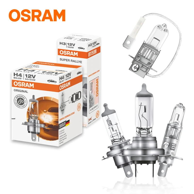 OSRAM H7 Halogen Bulbs H1 H3 H8 H4 H11 Standard Car Lamps H27 HIR2 9012 HB4 9006 HB3 9005 Fog Light Interior 3200K 12V 55W Auto