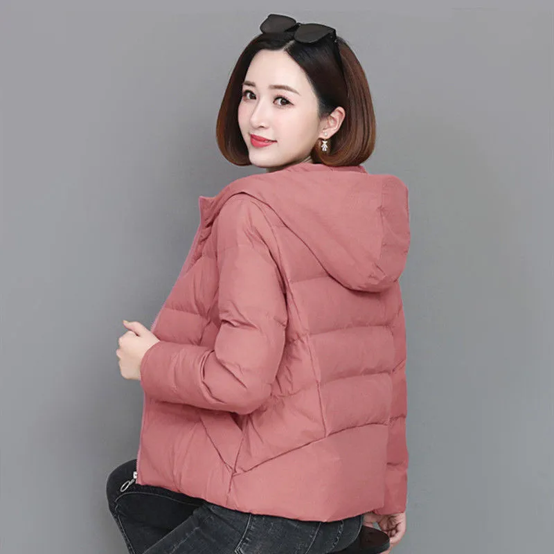 Winter Coats Women\'s Short 2023 New Lightweight Cotton Jackets Loose Outwear  Down Jacket Female Hooded женская куртка