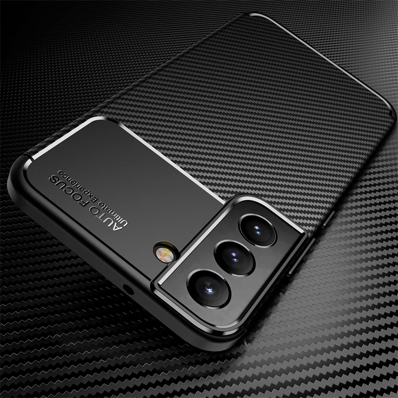 For Samsung Galaxy S22 Case Bumper Silicone Slim Carbon Fiber Back Case For Samsung S22 Cover For Samsung S22 S22Plus S22 Ultra