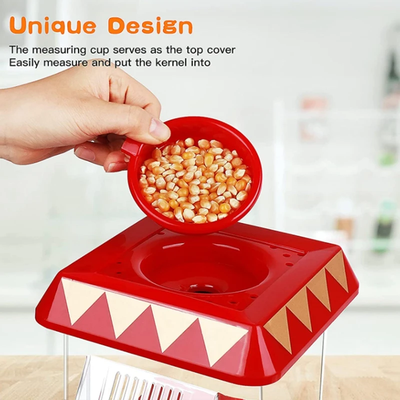 Popcorn Maker,Hot Air Popcorn Machine Vintage Tabletop Electric Popcorn Popper, Healthy and Quick Snack for Home EU Plug