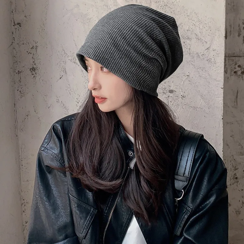 Women Spring Autumn Lace Cotton Knit Sunscreen Sun Hat Female Fashion Letter Windproof Warm Black Hip Hop Cap Headscarf W26