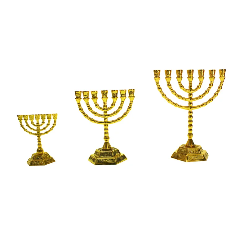 

Jewish Menorah Candle-Holders Religions Candelabra Hanukkah Candlesticks 7 Branch