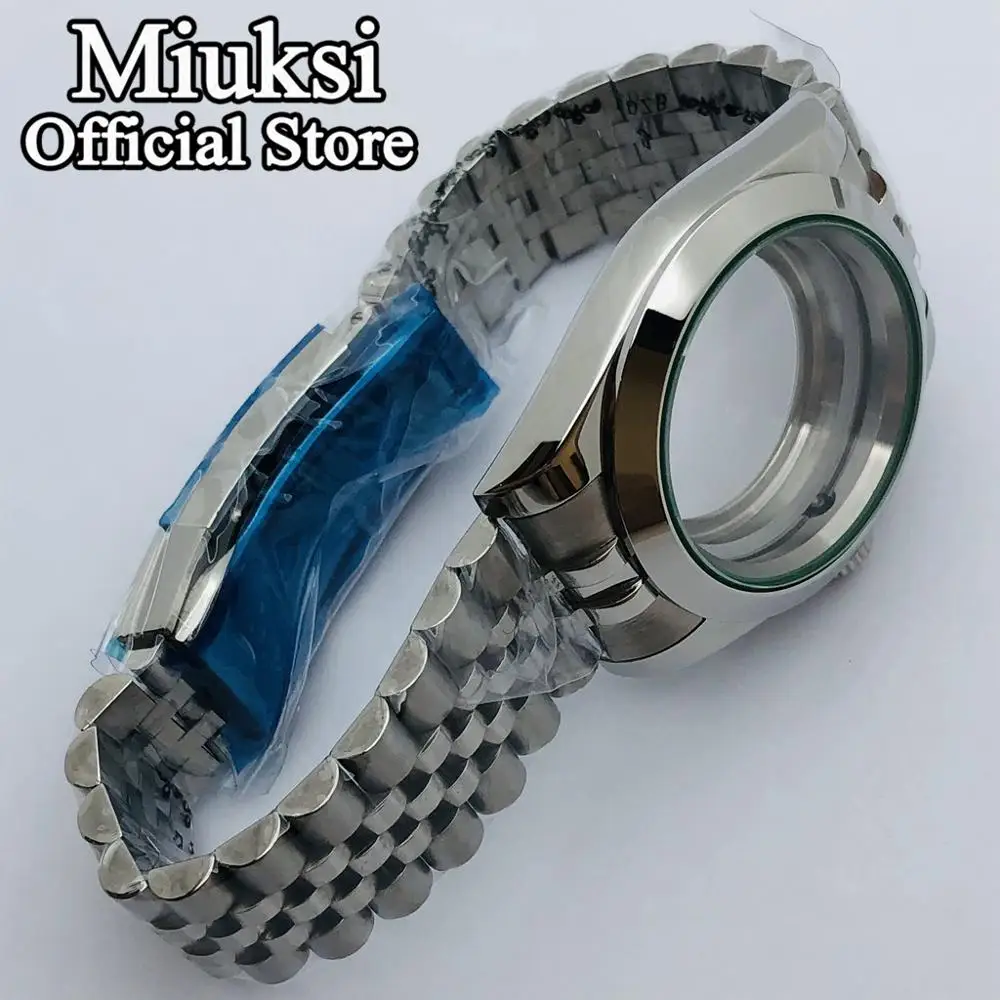 Miuksi 36mm/40mm sapphire glass silver watch case fit NH35 NH36 ETA2824 2836 Mingzhu DG2813 3804 Miyota8205 8215 PT5000 movement