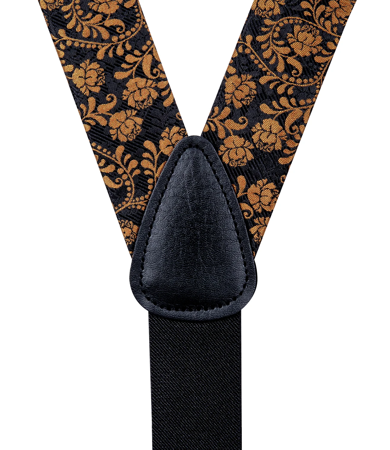 Luxury Gold Floral Mens Suspender Wedding Party Accessories Leather 6 Clips Braces Elastic Y-back Suspenders Bow Tie Set DiBanGu