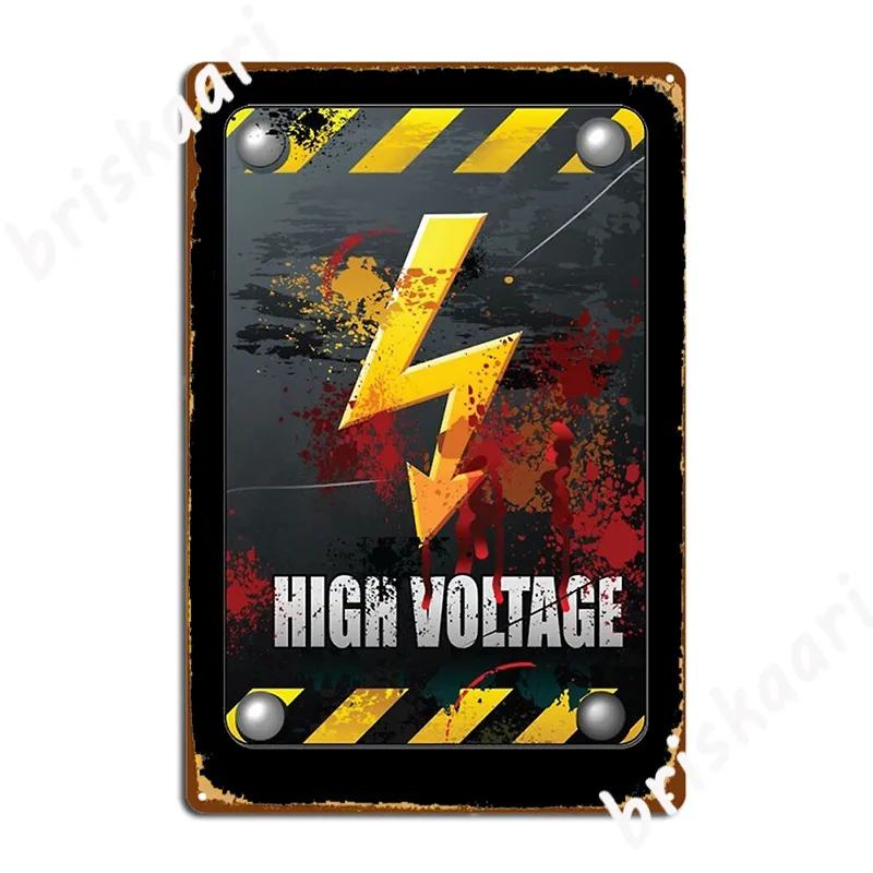 High Voltage Old Rusted Danger Sign T Shirt Metal Sign Garage Decoration Retro Kitchen Cinema Kitchen Tin sign Posters