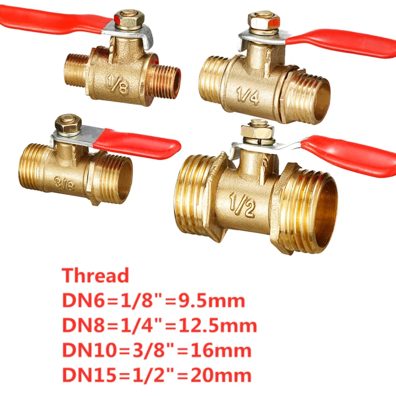 صمام كرة نحاسية صمام 1/8 "1/4'' 3/8 ''1/2'' ذكر صمام كروي خيطي النحاس موصل مشترك تركيبات مواسير نحاس مقرنة محول