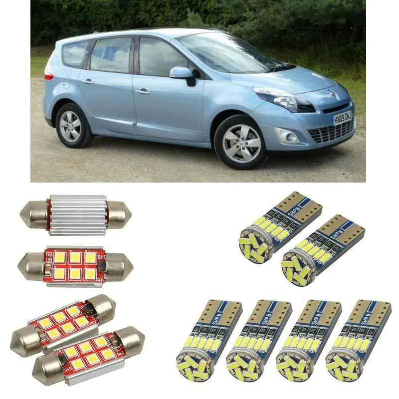 Interior led Car lights For Renault grand scenic 3 jz01 2009 car accessories boot light License Plate Light 14pc