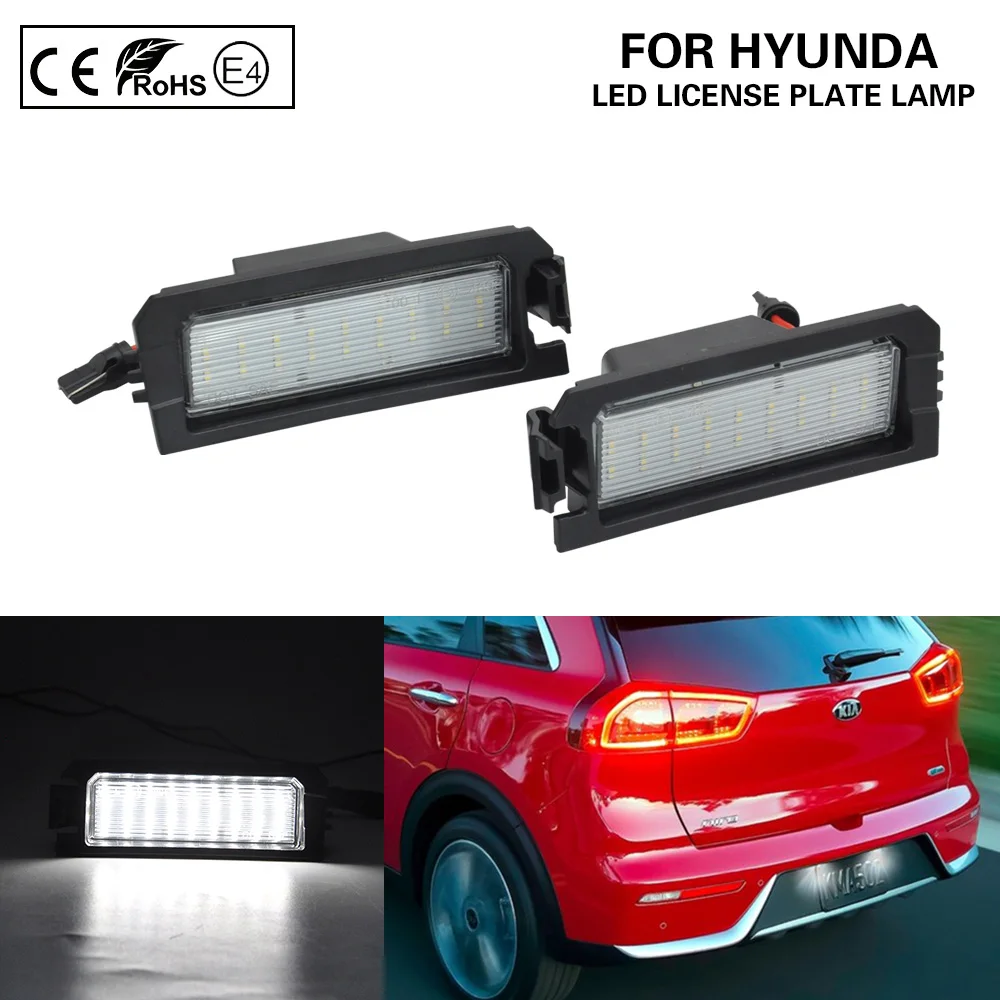 

2Pcs LED Number License Plate Light lamp for Hyundai i30 PD PDE Fastback N PD Elantra GT Sonata Veloster Kia Rio Niro Cadenza