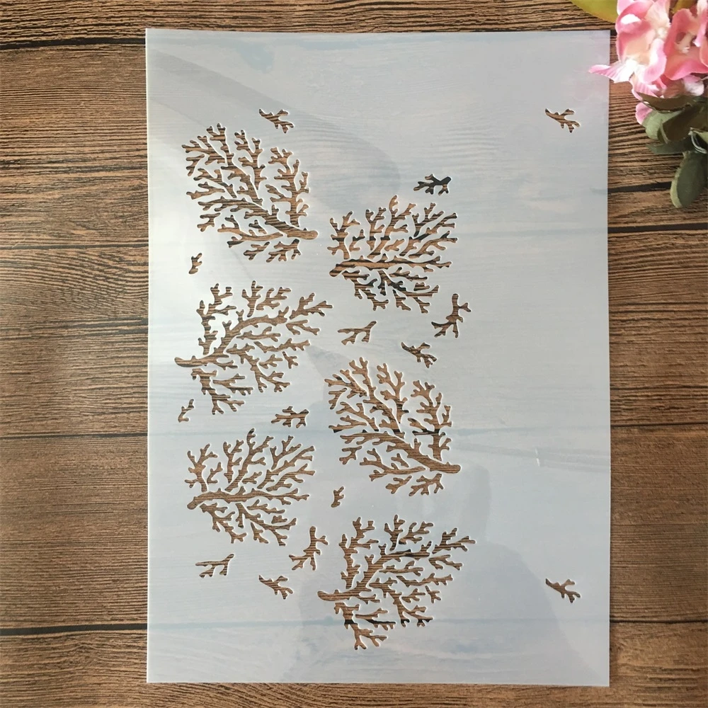 A4 29Cm Cành Cây Họa Tiết DIY Lớp Dựng Stencils Tranh Treo Tường Sổ Lưu Tô Màu Nổi Album Trang Trí Bản Mẫu