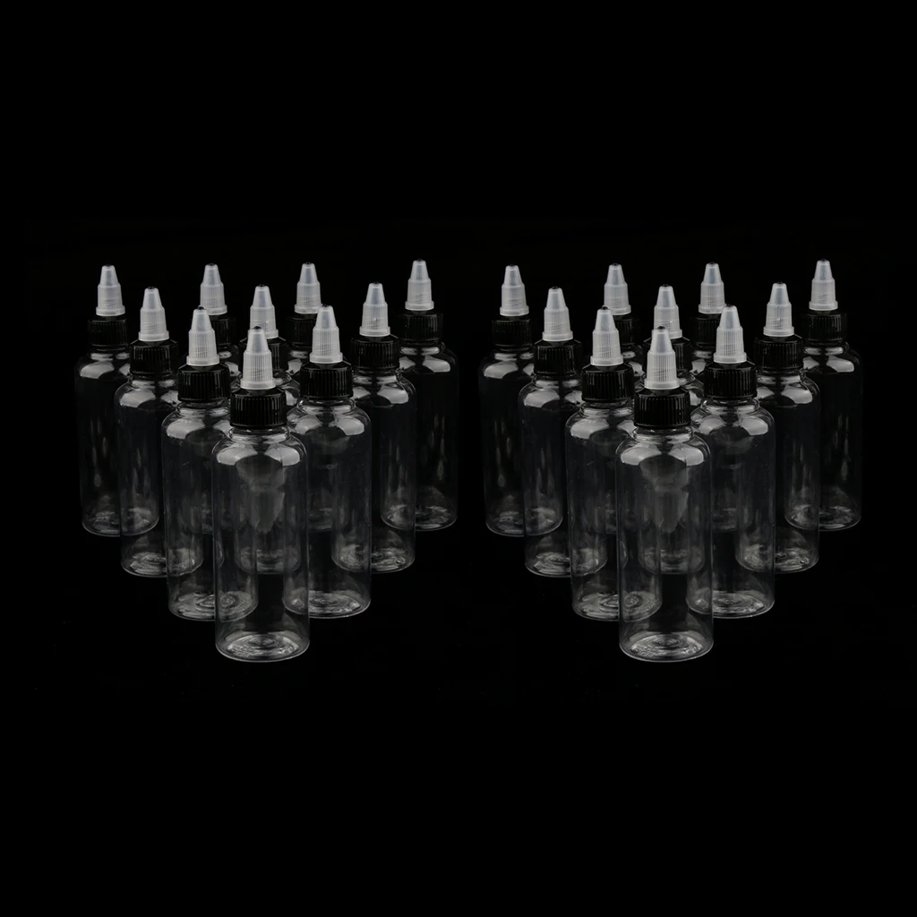 20 Pieces 100ml Plastic Liquid Ink Pigment Painting Empty Squeeze Tip Applicator Bottles with Twist Top Cap image 3