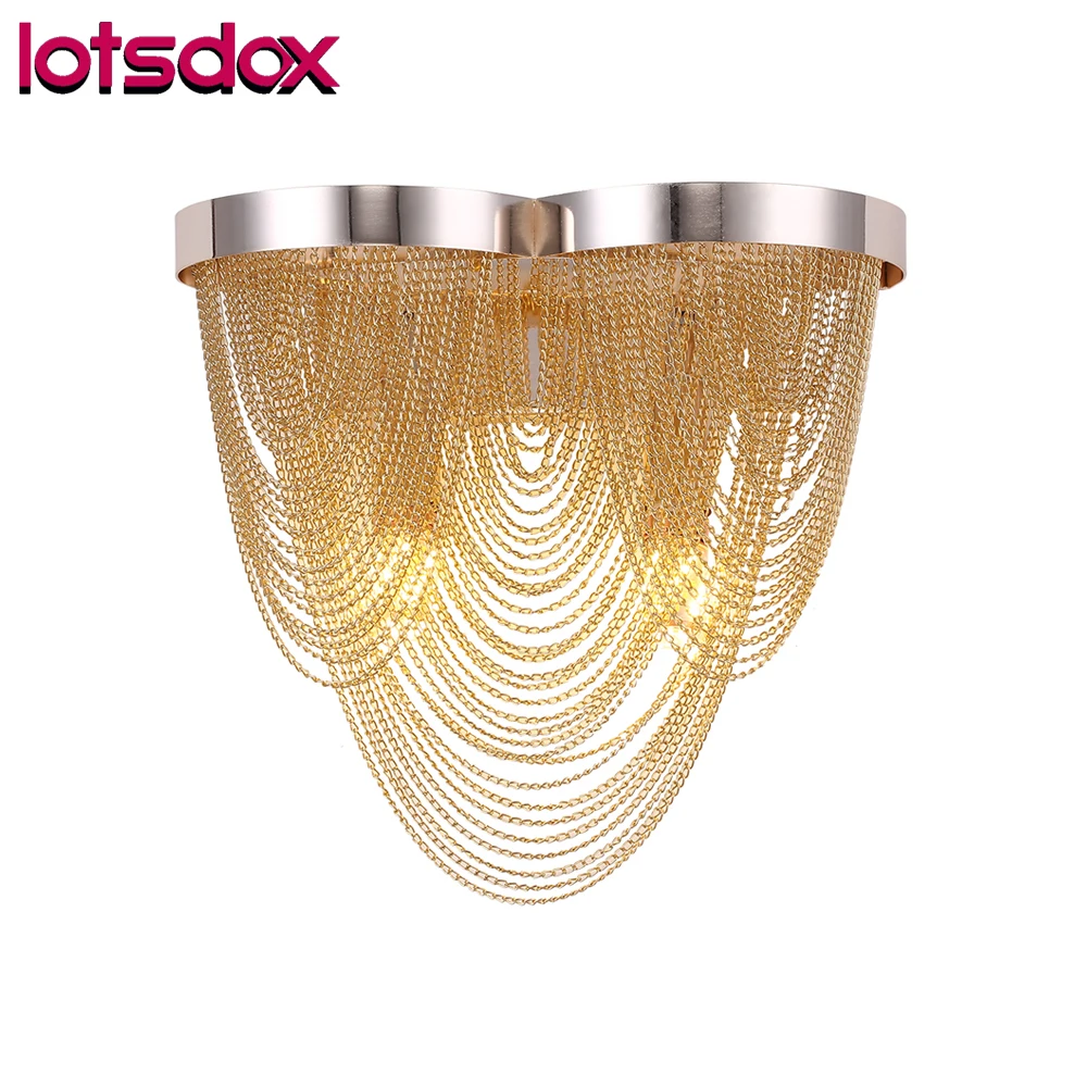 

AC110V-240V Modern Aluminum Tassel-Shaped Chains Wall Lamps E14 Silver/S Gold Dining Room Light Wall Lamp Bedside Kitchen Lights