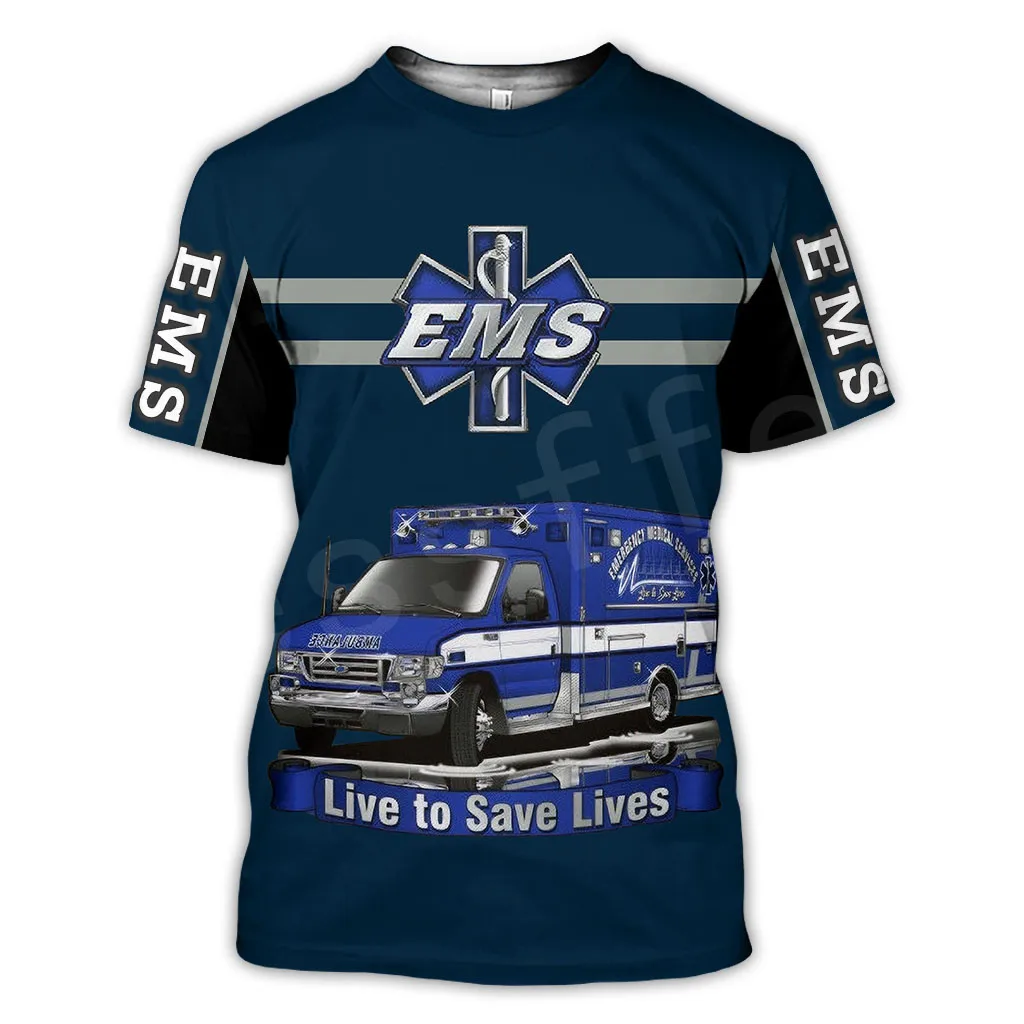 Tessffel Emergency Medical Service Technician EMT EMS Paramedic Hero New Fashion Unisex Casual 3DPrint Short Sleeve T-Shirts s-5