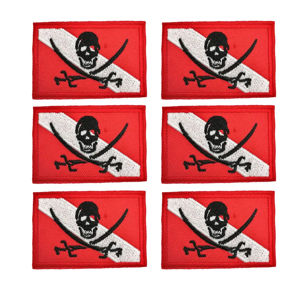 Scuba Diving Flag Patch Diver Down Flag Badge Diving Gift Embroidered Iron-On Patch For Diver Gear Bag backpack Clothes Hat DIY