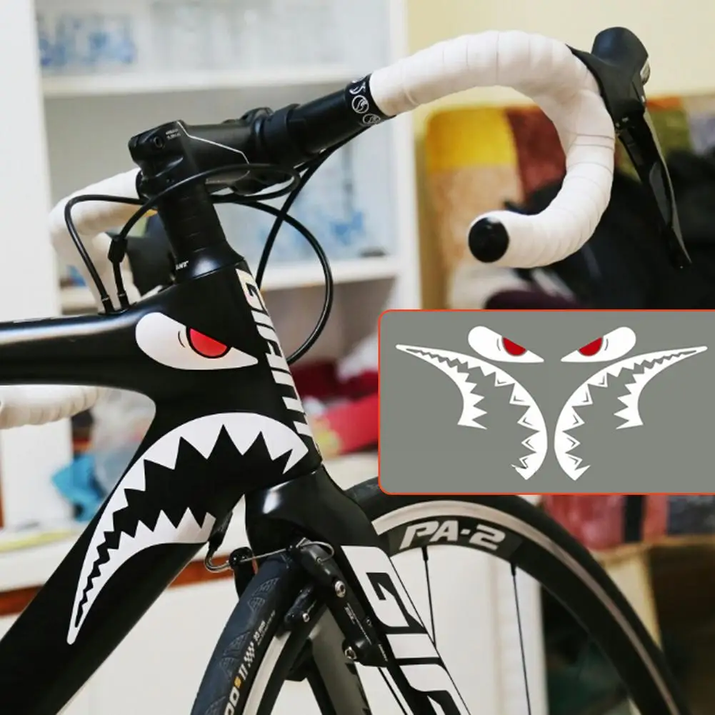 Bicycle Frame Decorative Sticker MTB Shark Head Tube Stickers Waterproof Sunscreen Heat-resistant Bicycle Decoration