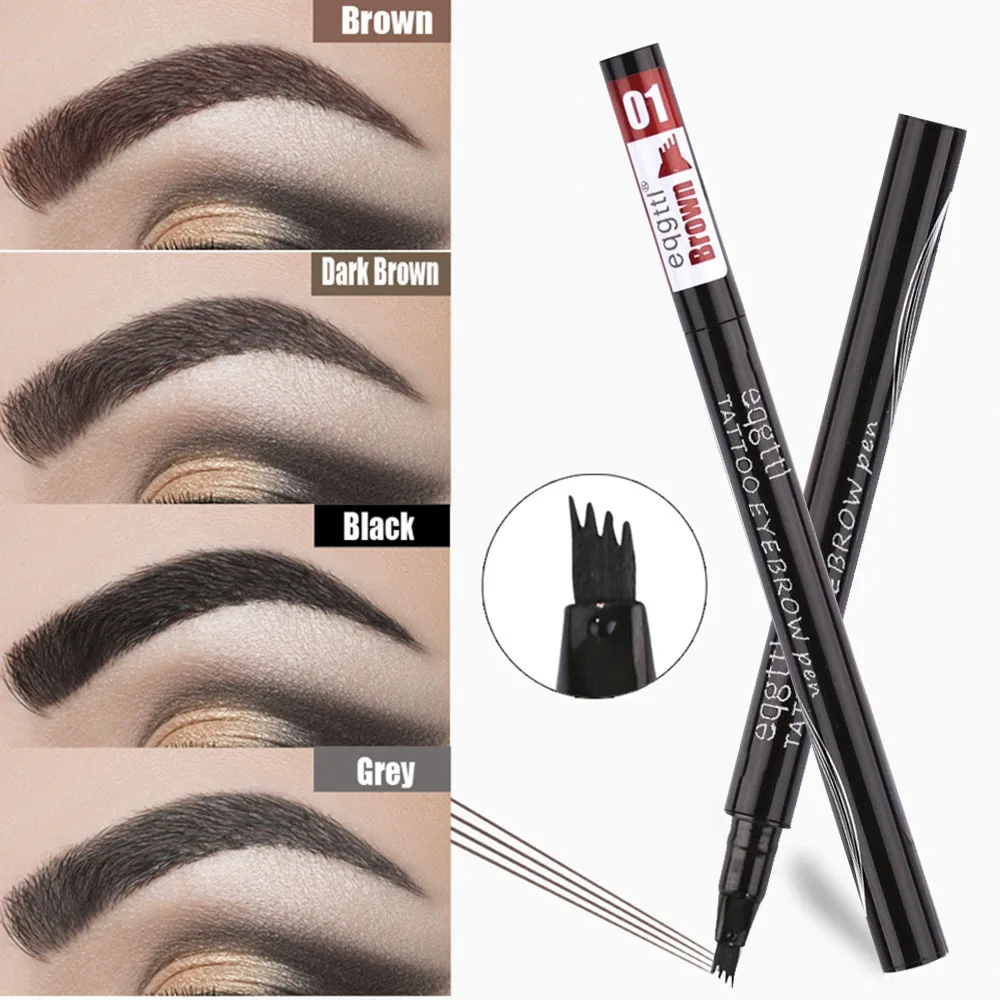 Women Makeup Sketch Liquid 4-Claw Eyebrow Pencil Waterproof Brown Eye Brow Tattoo Dye Tint Pen Liner Long Lasting Eyebrow