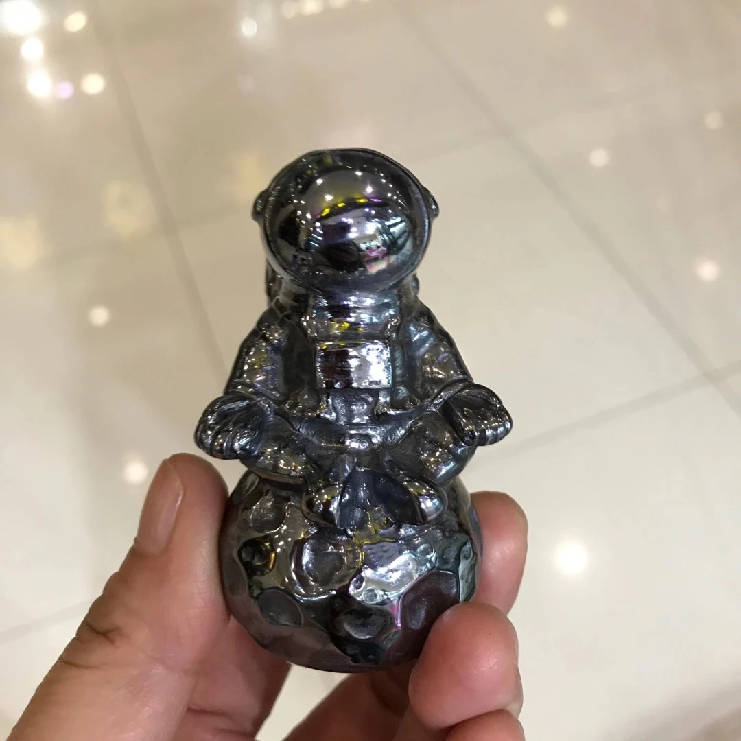 THz Rock Ore Mineral Terahertz Carved Spaceman Sculpture Magic Stone Dream Cool Astronaut Small Statue Figurine Crafts Boy Gifts