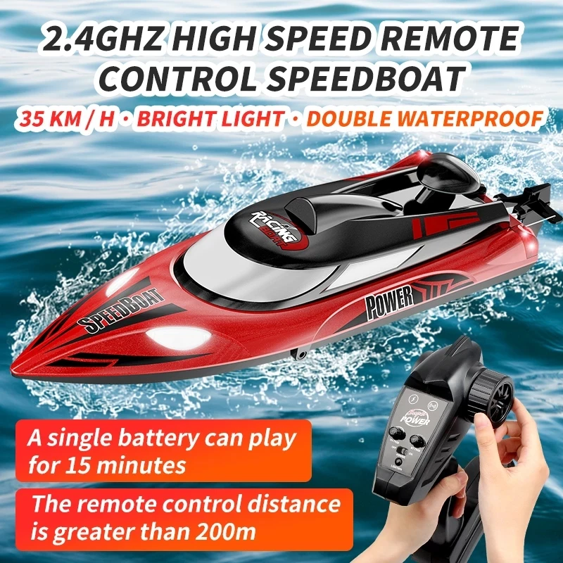 2.4G Remote Control Boat 40KM/H High Speed Dual Motor Racing Boat RC Speedboat Waterproof Anti-Crash Water Cooling Speed Boat