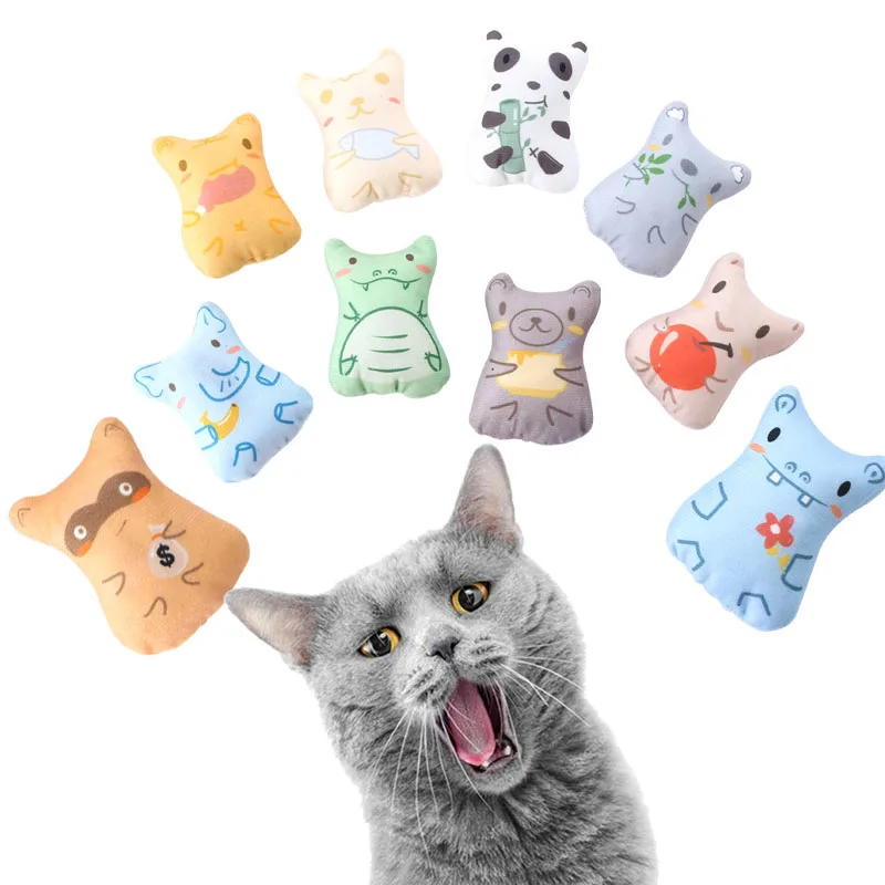 Pet Cat Toy Plush Toy Cat Self-excited Toy Finger Puppet Cute Animal Shape Cute Finger Puppet Doll With Catnip Pet Supplies