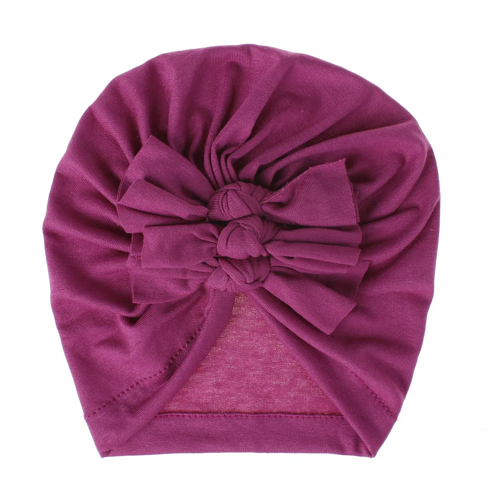 Cotton Newborn Solid Color Pleated Hat BeBes Twist Turban Bow Knot Baby Girls Cap Hat Unisex Cotton Soft Head Hoop Infant Beanie