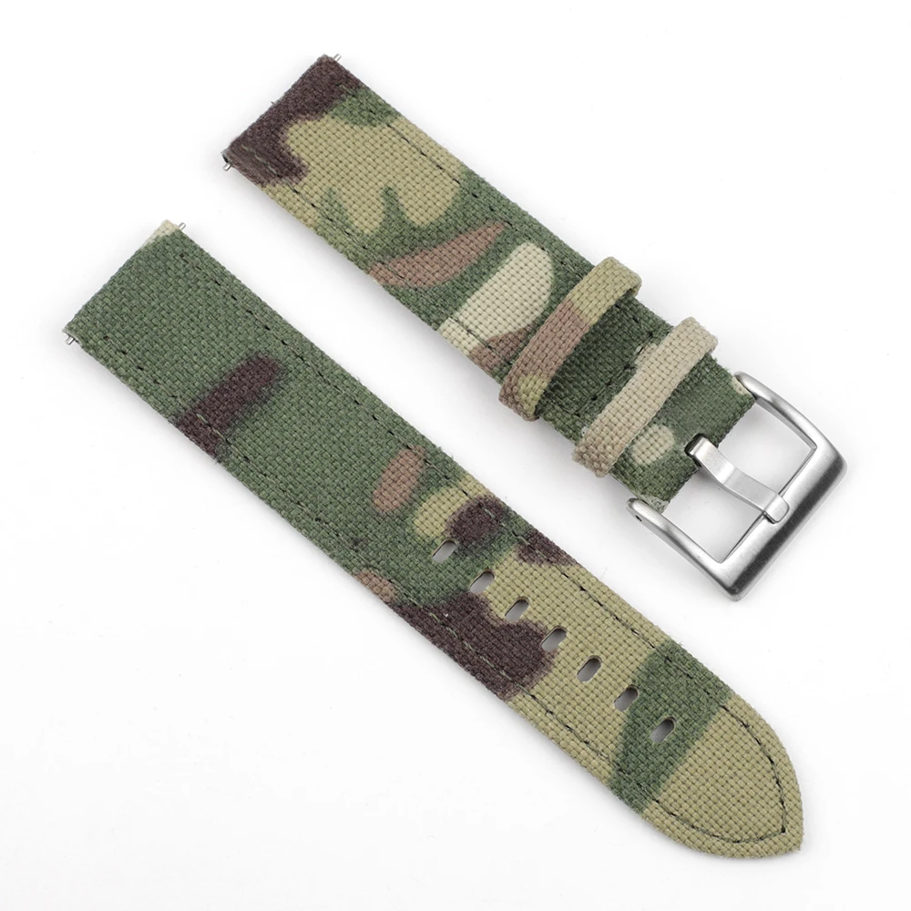 Camouflage Canvas Watch Band 20 22mm Army Waterproof Watch Strap For Seiko/Tudor Diver\'s Watches Belt