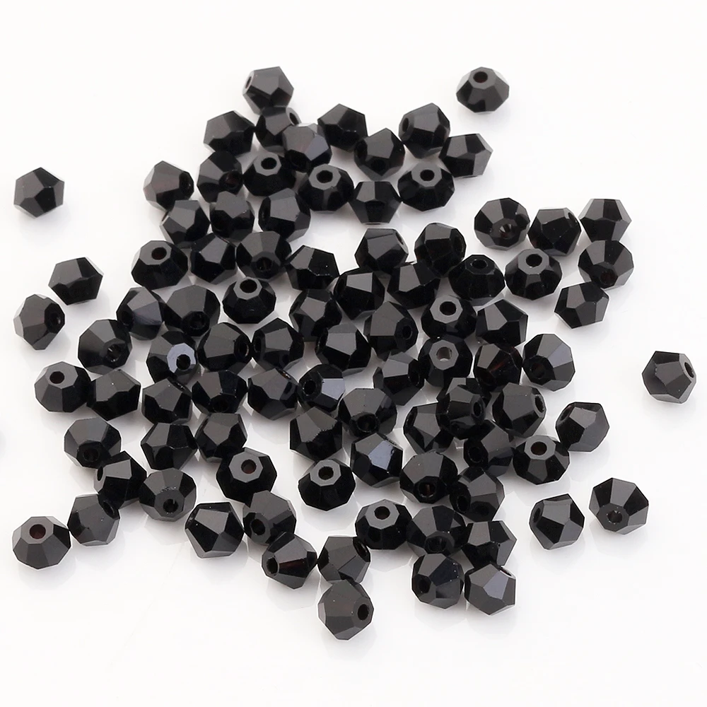 Czech Bicone Black 2/3/4/5/6/8/10mm Faceted Glass Crystal Bead for Crafts Jewelry Making Charms Accessories Needlework Wholesale