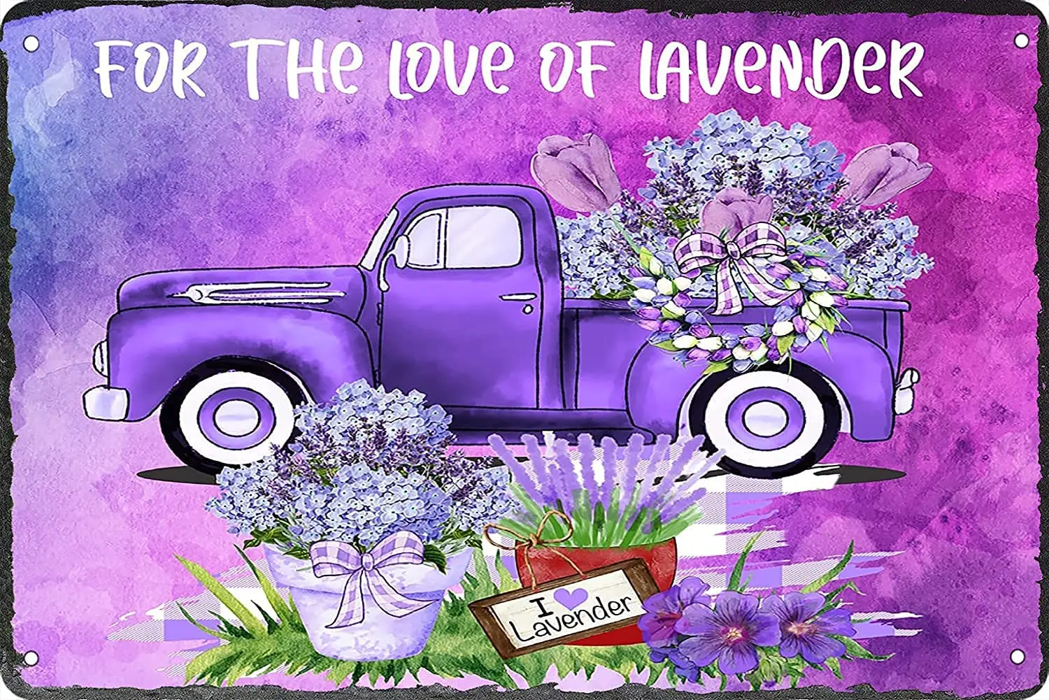 kegill for The Love of Lavender Flower Garden Tin Signs Funny Metal Sign Retro Wall Decor for Home Bars Cafes Office Store Pubs