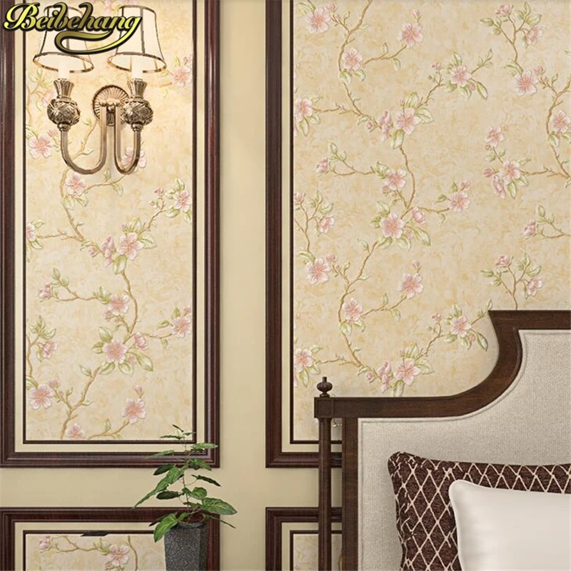 

beibehang 3D Relief Aurion Wallpapers American Countryside Pastoral Flowers AB Plain with Nonwovens Wallpaper papel de parede